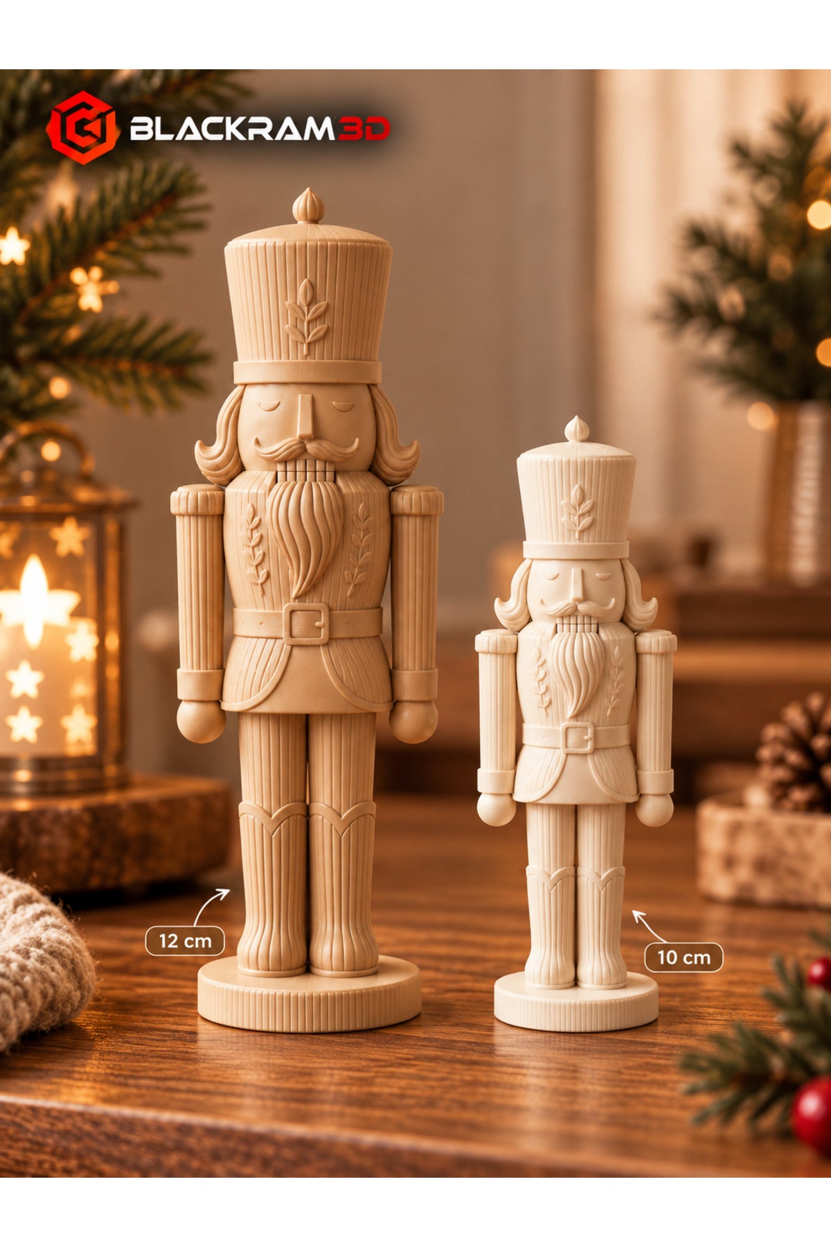 Dekoratif Klasik Fındıkkıran Biblo Seti | 2’li Yılbaşı Figürü | 10 cm - 12 cm