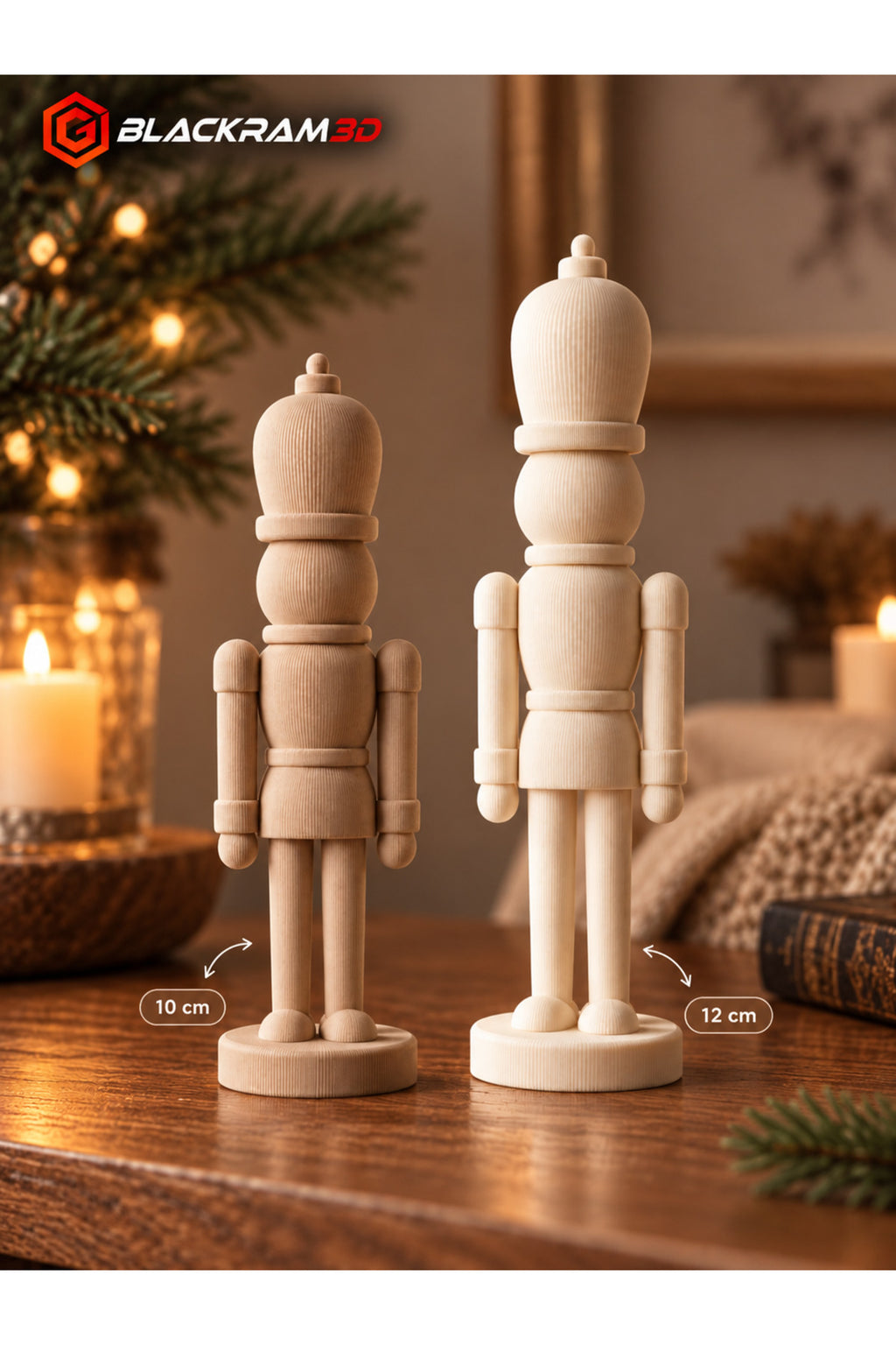 Dekoratif Sade Fındıkkıran Biblo Seti | 2’li Yılbaşı Figürü | 10 cm - 12 cm
