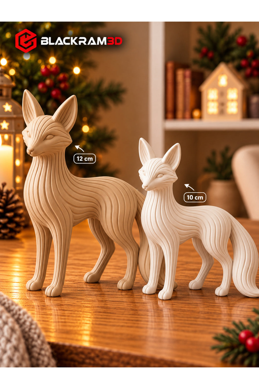Dekoratif Ayakta Tilki Biblo Seti | 2’li Tilki Figürü | 10 cm - 12 cm