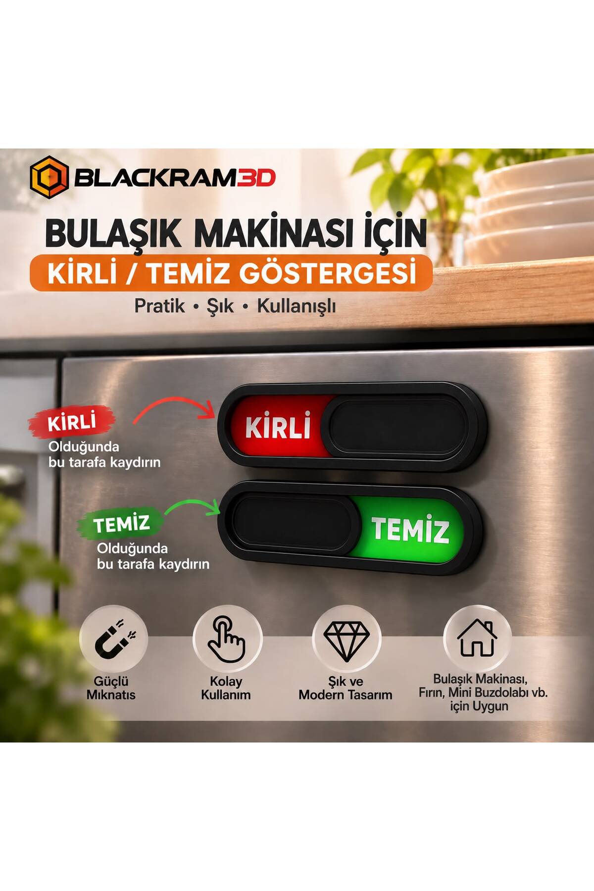 Bulaşık Makinesi Kirli Temiz Göstergesi – Mıknatıslı Durum Gösterge Aparatı